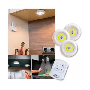 Kit Lâmpada LED 3 Spot Sem fio Controle Remoto LK-3100