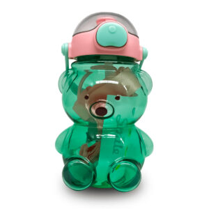 Garrafa Infantil 1L + Canudo + Alça Transporte Urso Verde
