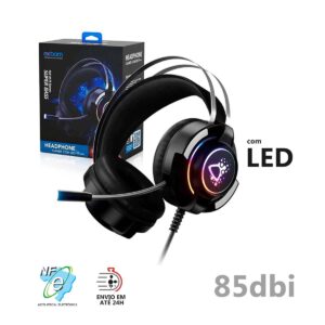 Headphone Gamer Fone Ouvido com Microfone e Led Exbom