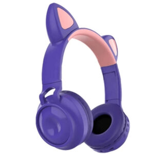 Headphone Bluetooth Fone de Ouvido sem Fio Gatinho com Led - Roxo
