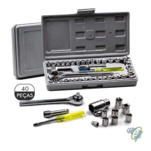 Kit Chaves Jogo Catraca Reversível Soquetes 40 Peças Maleta