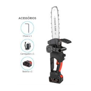 Mini Motoserra Poda e Jardinagem 2 Baterias Bivolt