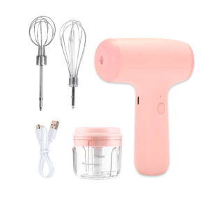 Mixer Mini Batedeira Processador Triturador USB 3 em 1 Rosa