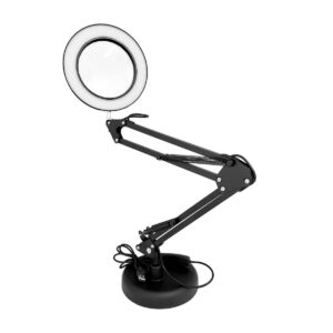 Lupa LED de Mesa 2 em 1 Luminaria Articulada USB