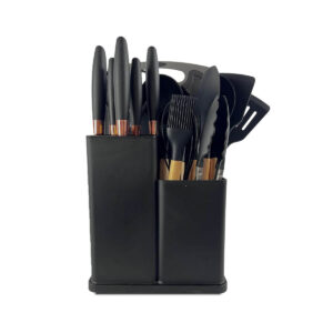 Kit Espatula e Facas Silicone Cozinha [Preto]