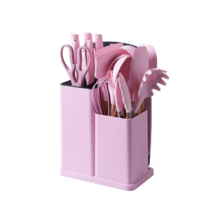 Kit Espatula e Facas Silicone Cozinha [Rosa]