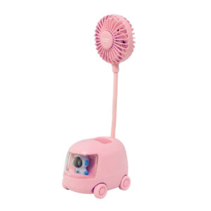 Mini Ventilador e Porta Lápis Infantil - Rosa