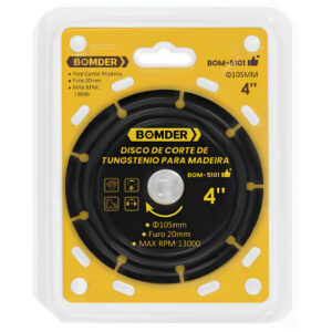 Disco de Corte 105mm para Madeira Tungstênio 13000 rpm 4 Polegadas
