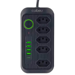 Filtro de Linha Extensão 5 Tomadas + 5 USB Cabo de 2 metros