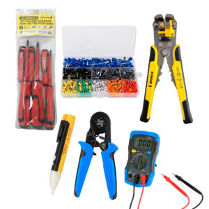 Kit Eletricista Completo Conjunto Profissional Alicates Terminal Conectores