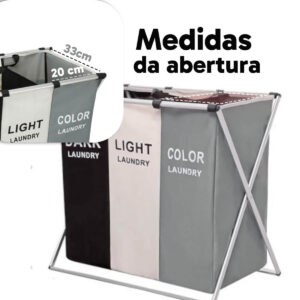 Cesto de Roupa Suja Organizador Lavanderia 3 em 1