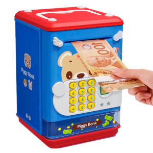 Cofre digital Infantil com senha automático Dinheiro Cedula - Azul