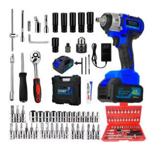Parafusadeira Furadeira Chave Impacto Bateria 48V + Jogo Soquetes