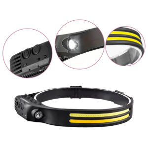 Lanterna de Cabeça LED 3 Modos Recarregável Camping Ciclismo Trilha