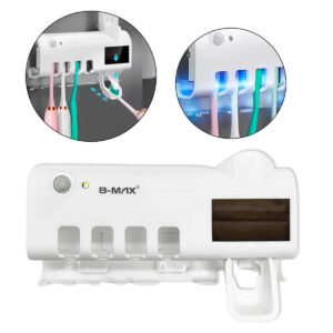 Dispenser Porta Escova de Dentes Aplicadir Pasta Automático e Esterilizador UV