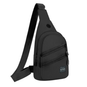 Bolsa Transversal de Ombro crossbody Esportiva Couro (Preto)
