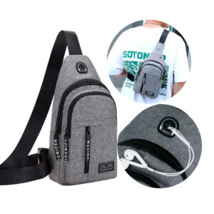 Bolsa transversal unissex crossbody esportiva (Cinza)