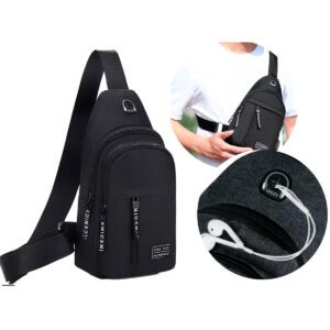 Bolsa transversal unissex crossbody esportiva (Preta)