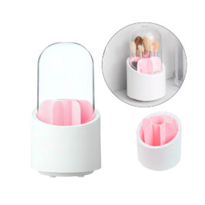 Organizador De Maquiagem Porta-Cosméticos Com Tampa (Rosa)