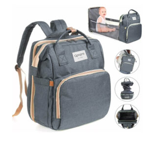 Mochila Bolsa Maternidade Multifuncional com Berço e Trocador (Cinza)